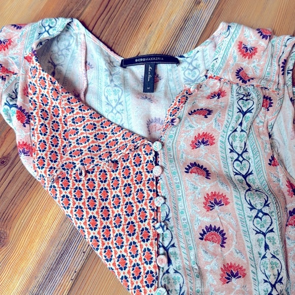 BCBGMaxAzria  pastel floral boho sleeveless dress medium - Picture 5 of 6